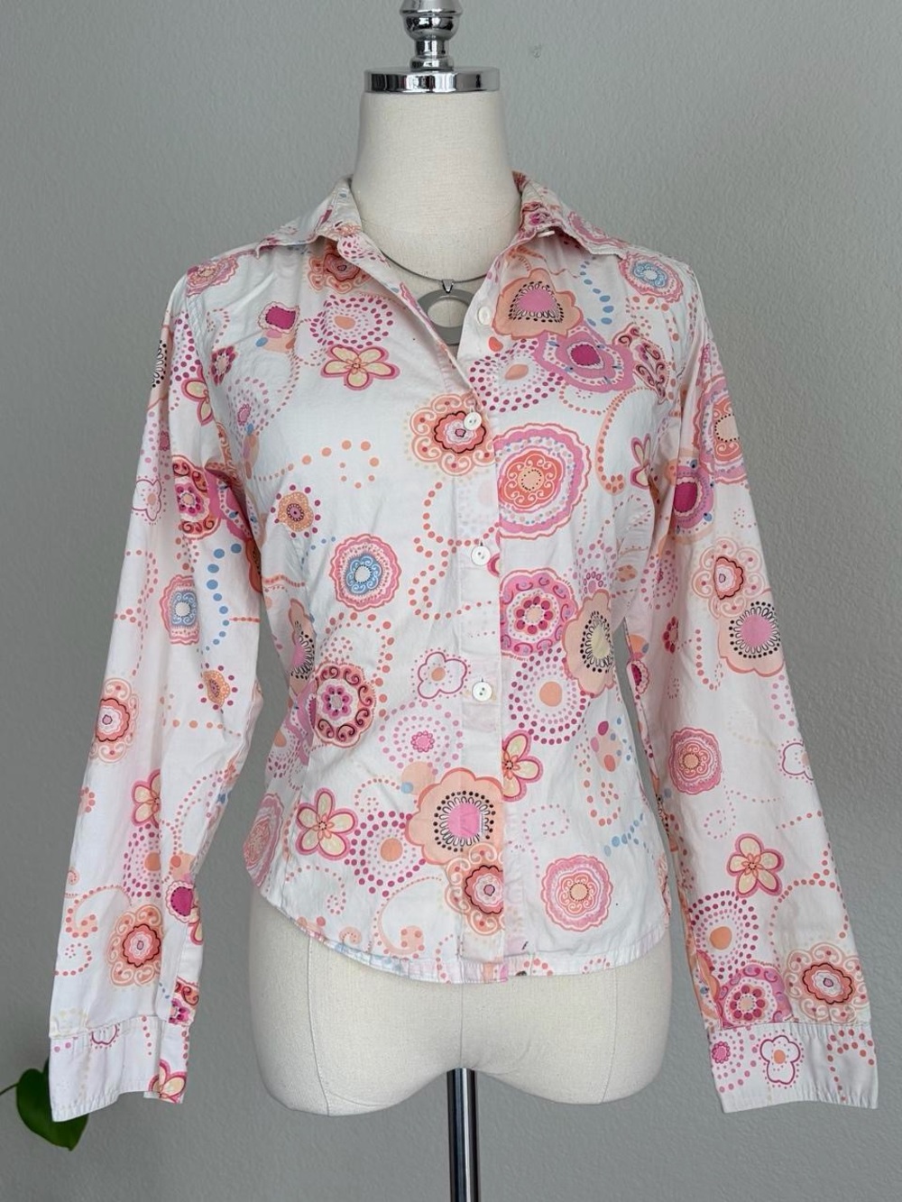 Oleg Cassini Pastel Floral Blouse